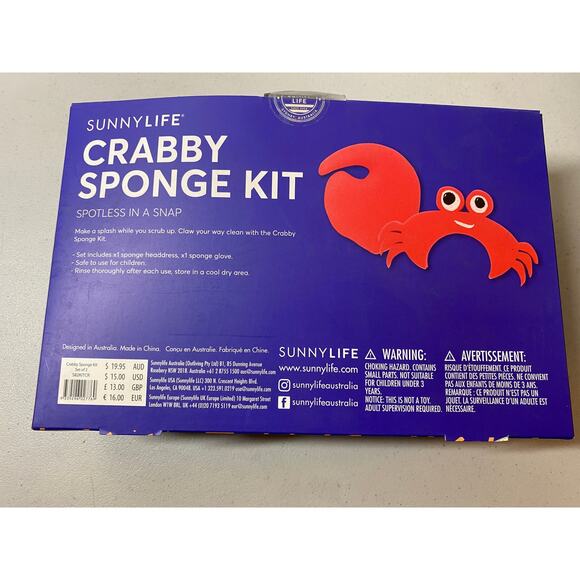 SunnyLIFE Kids Crabby Sponge Kit & Beach Water Bottle NEW - Picture 4 of 8